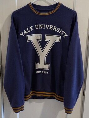 Retro Yale University Crewneck Sweatshirt - Size Medium - Navy, White, & Gold